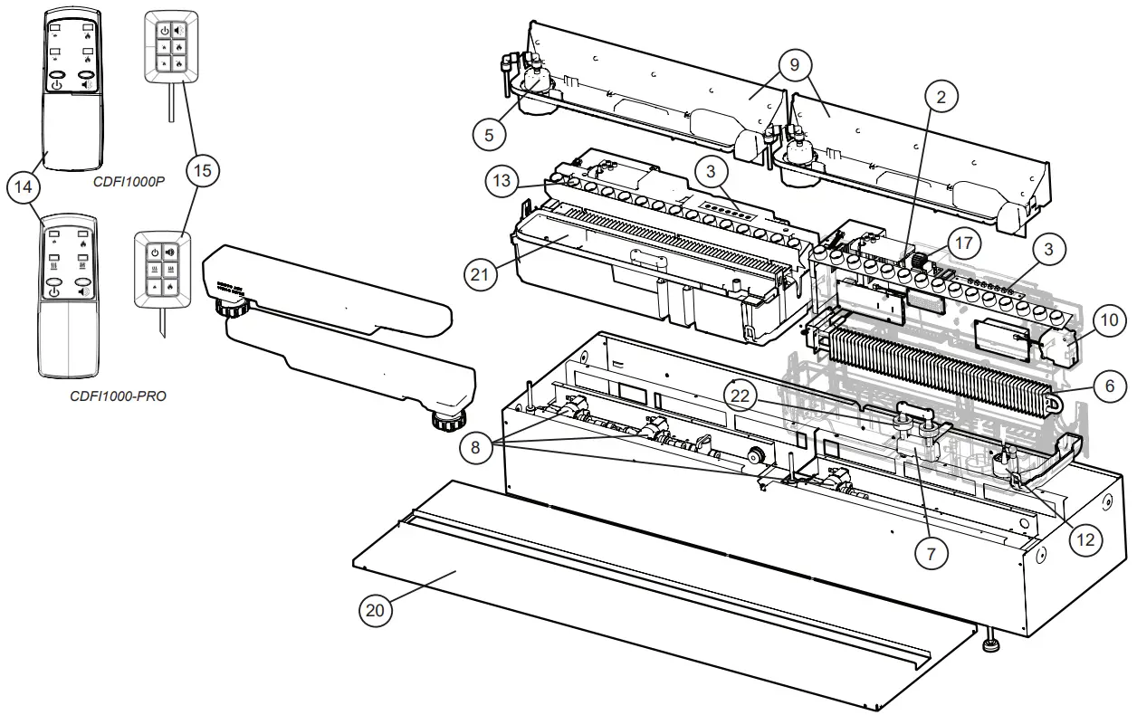 Dimplex CDFI1000P Water Vapor Electric Fireplace - Parts Diagram