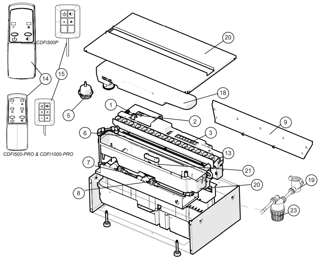 Dimplex CDFI1000P Water Vapor Electric Fireplace - Parts Diagram1
