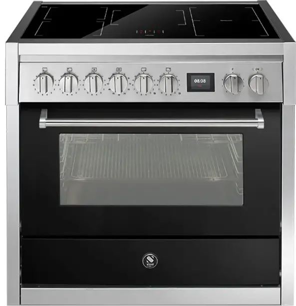 Steel-GQ9S-5FI-BA-Genesi-90cm-Gloss-Black-with-Nickel-Trim-Induction-Freestanding-Cooker-PRO