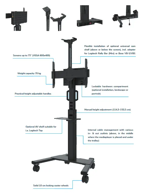Neomounts FL50S-825 Floor TV Stand - AV kit1