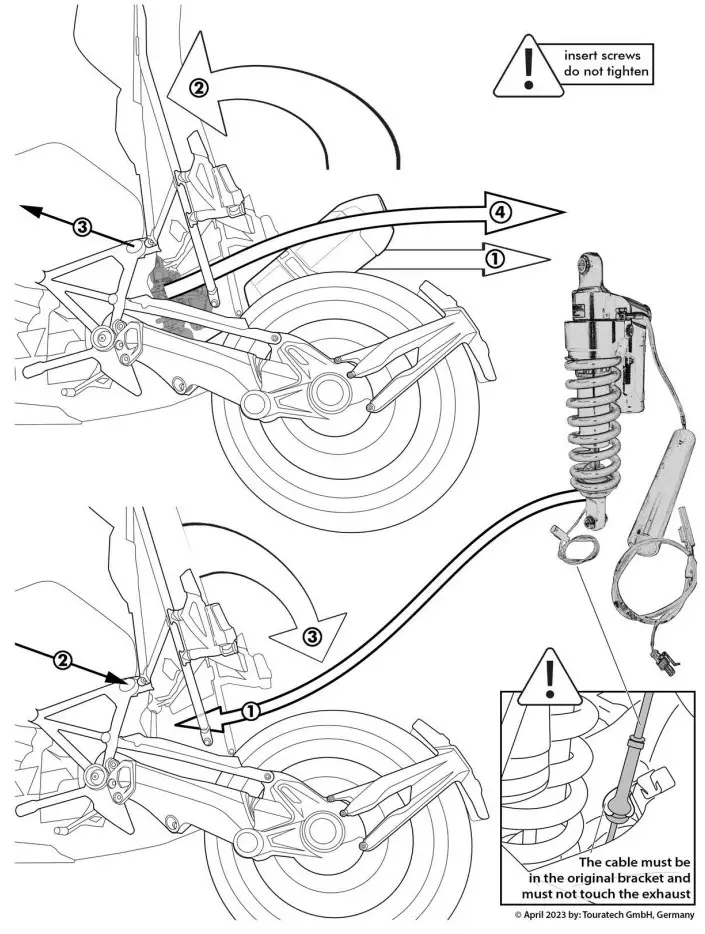 TOURATECH R1250GS Rear Shock Absorber DDA Plug and Travel EVO - Mounting 1