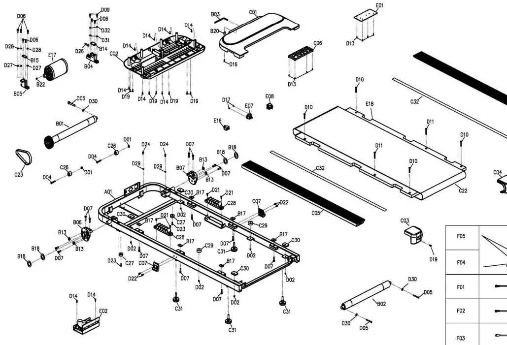 SUNNY HEALTH FITNESS SF-T722051 Hybrid Connected Folding Treadmill - EXPLODED DIAGRAM 1
