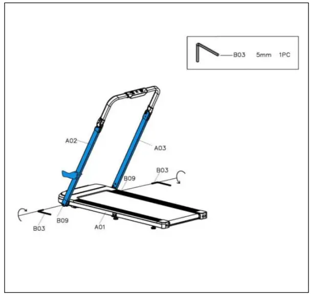 SUNNY HEALTH FITNESS SF-T722051 Hybrid Connected Folding Treadmill - Right Upright Tubes