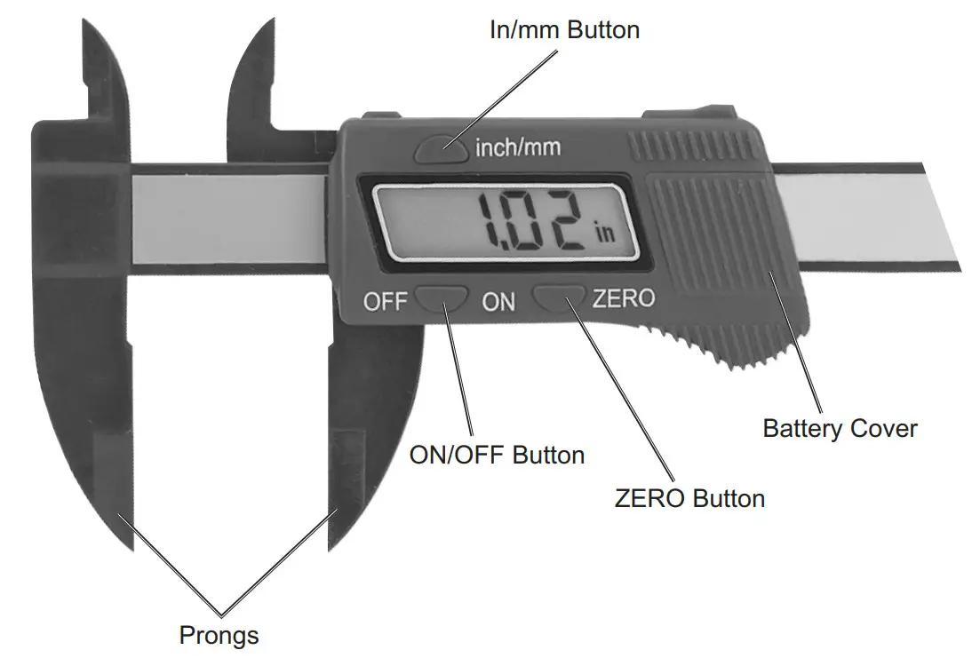 PITTSBURGH 63586 6 Inch Composite Digital Caliper - Components and Controls