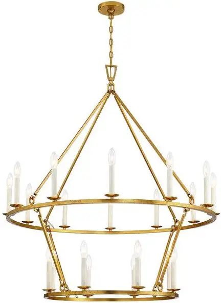 TRUE FINE TD10056C Williston 40 Inch 20-Light Gold Candle Style Wagon Wheel Chandelier