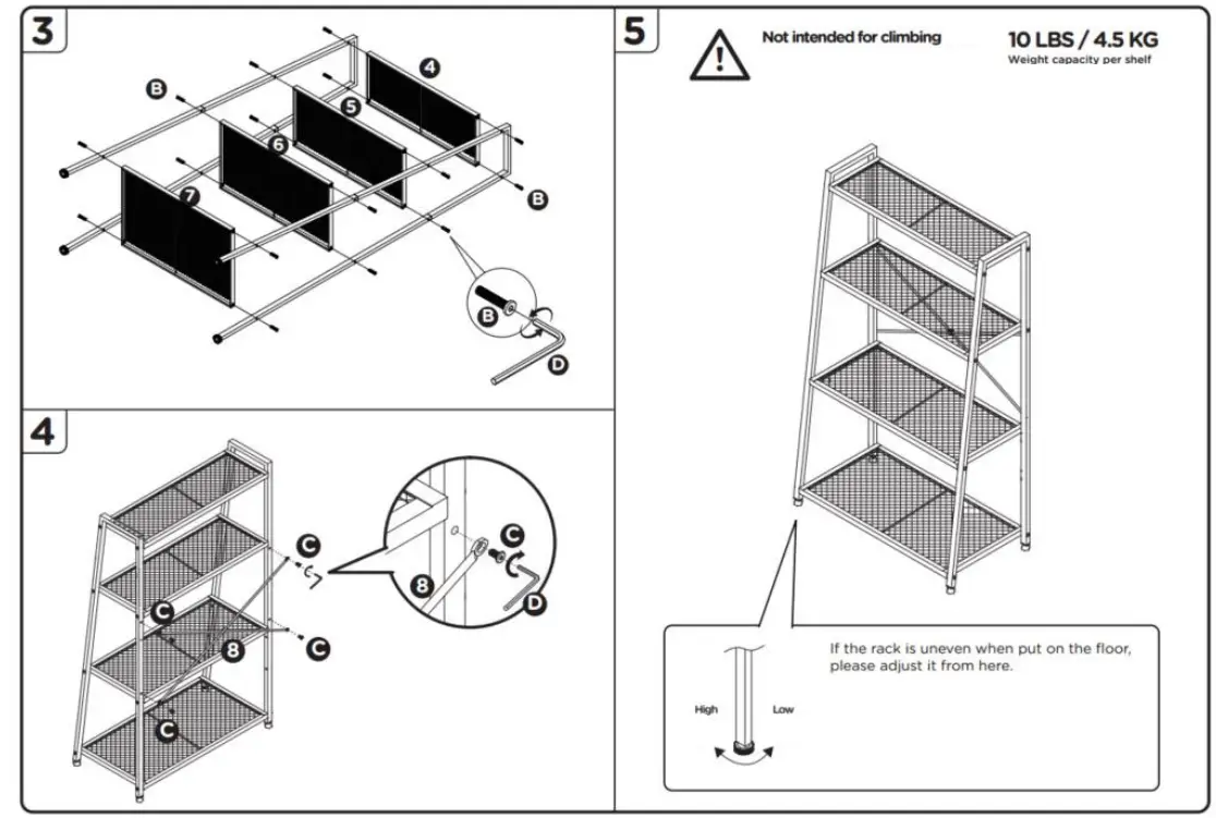 Humble Crew UT76641 Black 4 Tier Metal Storage Shelving Rack - fig5