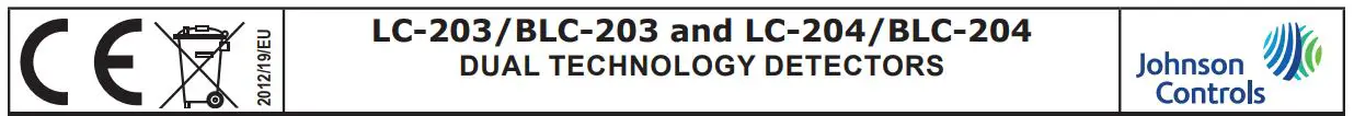 Johnson Controls BLC-204 Dual Technology Detectors Instruction Manual