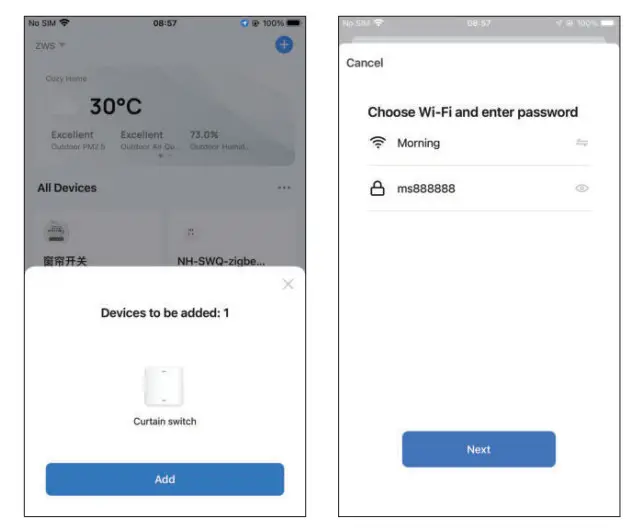MOES WS-Y-EUTC-WH-EN WiFi Smart Curtain Modern Touch Switch - connection