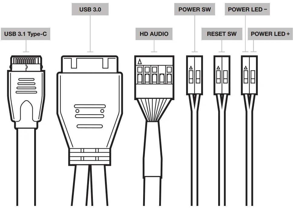 CORSAIR iCUE 2000D RGB Airflow ITX Tower - CONNECTIONS