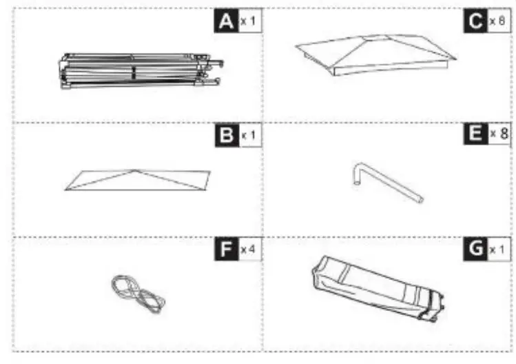 VINGLI VB0B4NZRGB1 Pop Up Canopy Tent - Parts