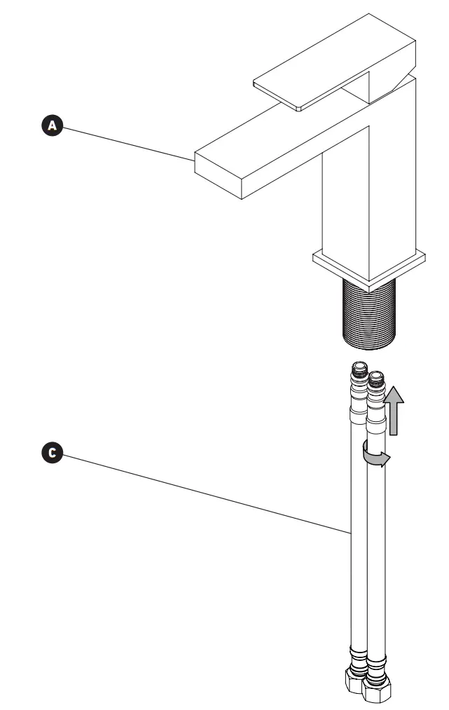 artika BFCT1S RI CBL Ria Bathroom Faucet in Black - fig3