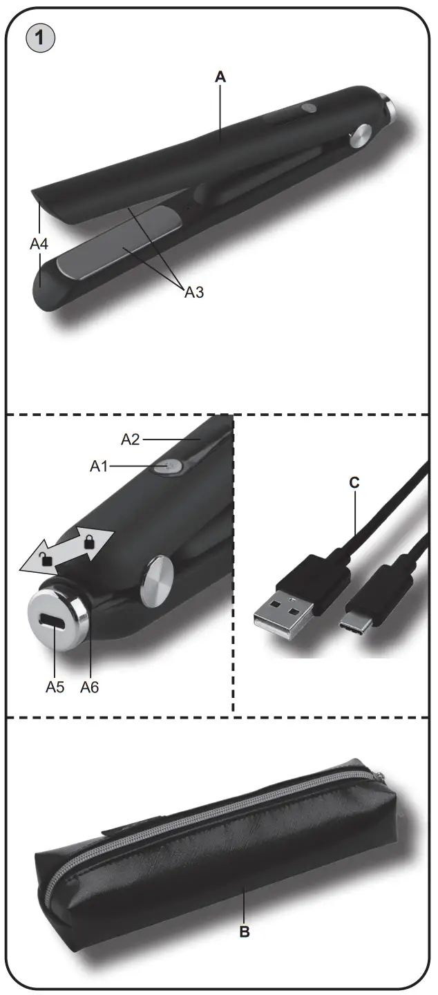 eta Fenite Rechargeable Mini Hair Straightener - fig 1