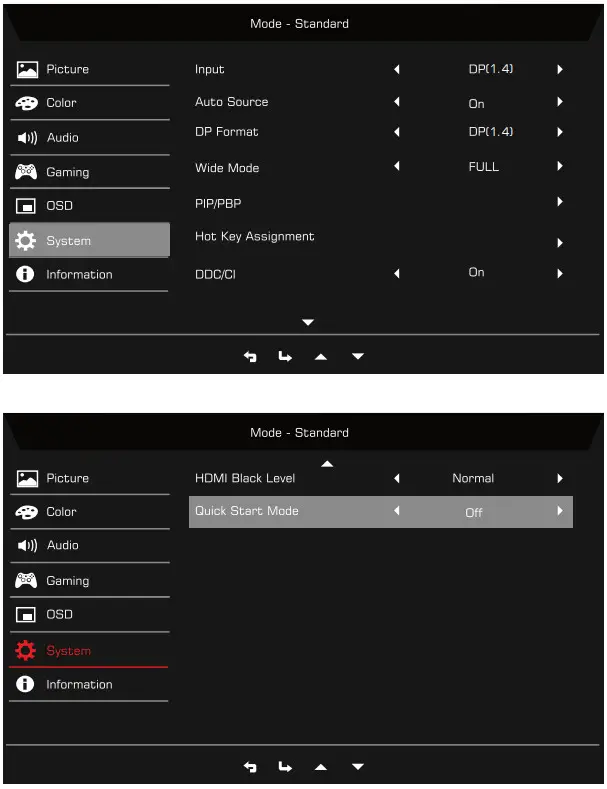 acer XZ342CU LCD Monitor - System