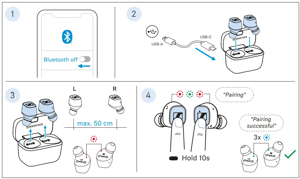 Sennheiser CX 400BT True Wireless Stereo Earphones - Pairing 1