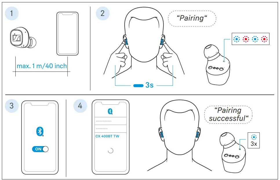 Sennheiser CX 400BT True Wireless Stereo Earphones - Pairing