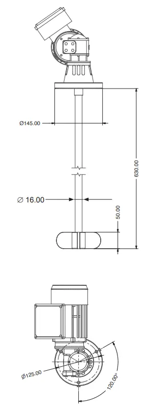 Emec MIXN8-MON Turbine Mixer - Dimensions 1