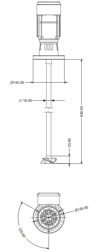 Emec MIXN8-MON Turbine Mixer - Dimensions 2