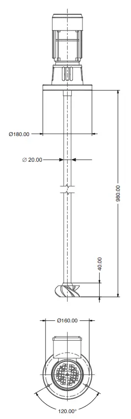 Emec MIXN8-MON Turbine Mixer - Dimensions 3
