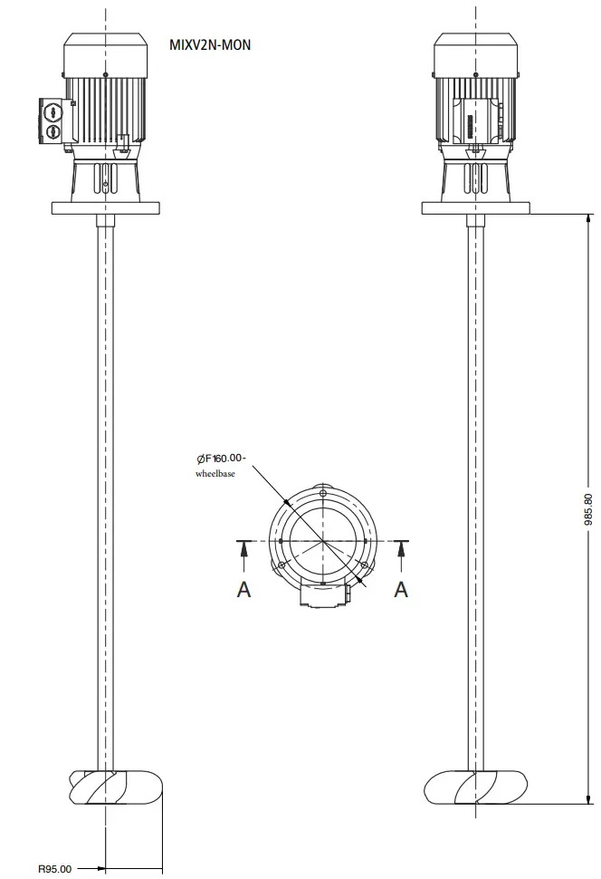Emec MIXN8-MON Turbine Mixer - Dimensions 4