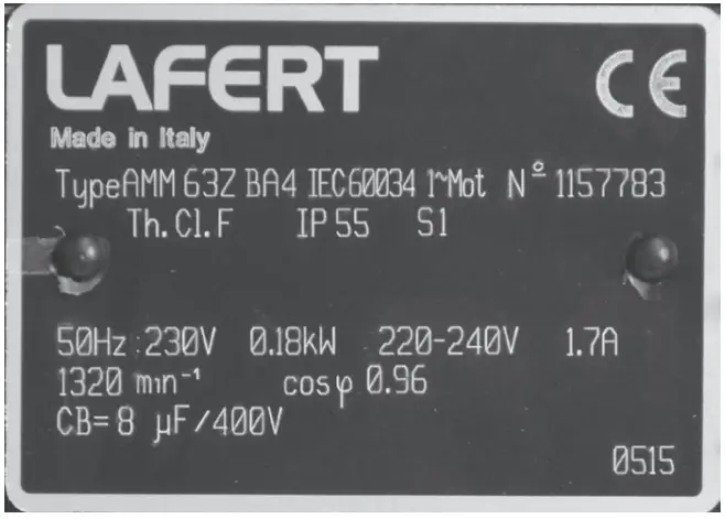 Emec MIXN8-MON Turbine Mixer - Motor Data Plates 1