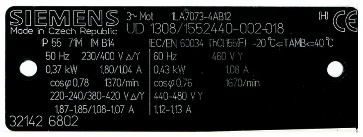Emec MIXN8-MON Turbine Mixer - Motor Data Plates 4
