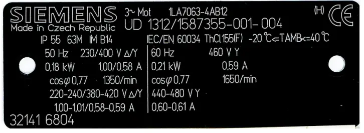 Emec MIXN8-MON Turbine Mixer - Motor Data Plates 5