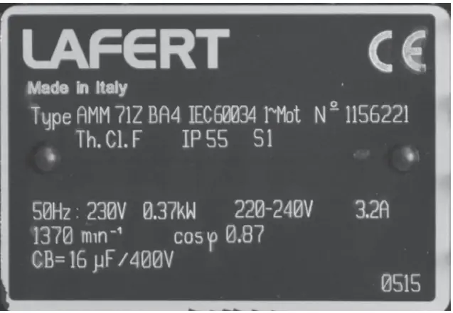 Emec MIXN8-MON Turbine Mixer - Motor Data Plates