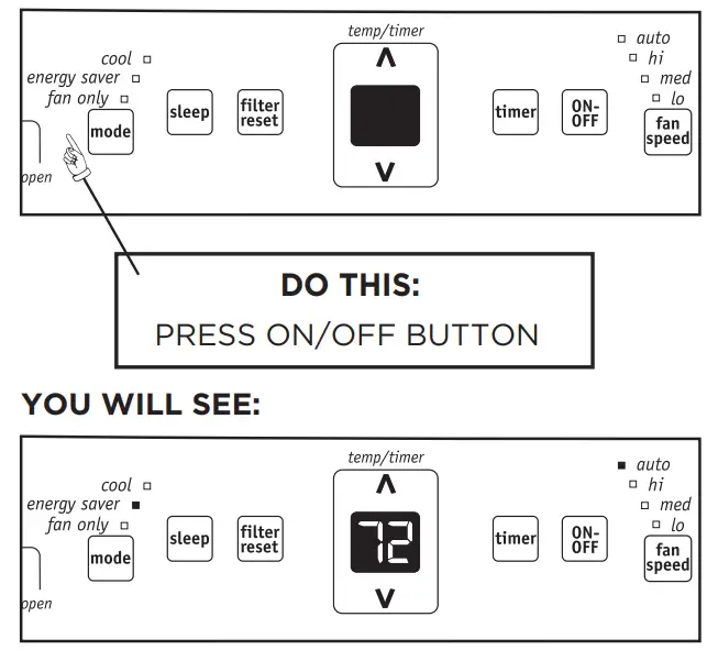 FRIGIDAIRE R410 Room Air Conditioner -TURN UNIT ON