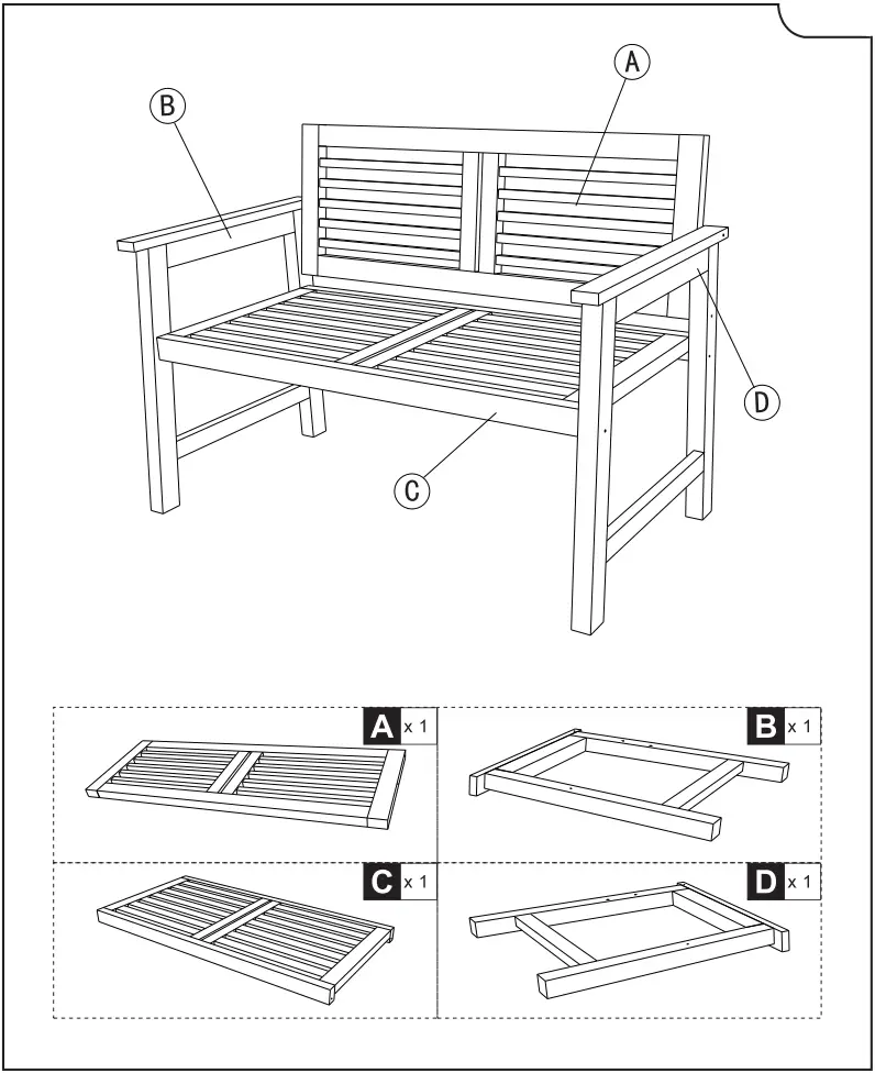 Outsunny 84B 689 2 Seater Wooden Garden Bench - PARTS