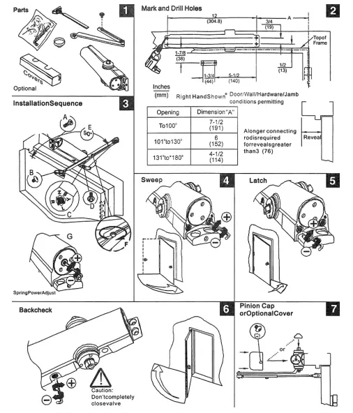 Tell Manufacturing 800 Series Door Closers - Top Jamb Arm