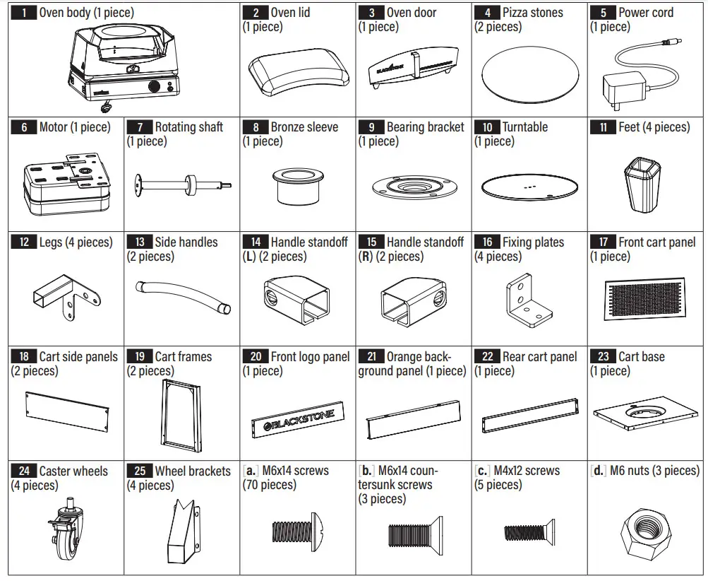 BLACKSTONE 6824 Pizza Oven with Mobile Cart - parts