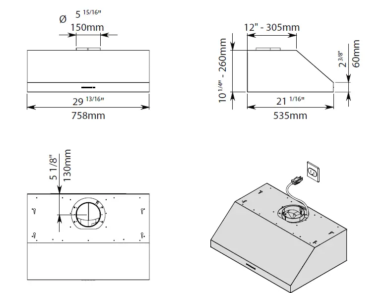 falmec-FPERO30U5SS -R 30-Inch-Stainless-Steel-Convertible-Canopy-Pro-Style-Under-Cabinet-Hood-1