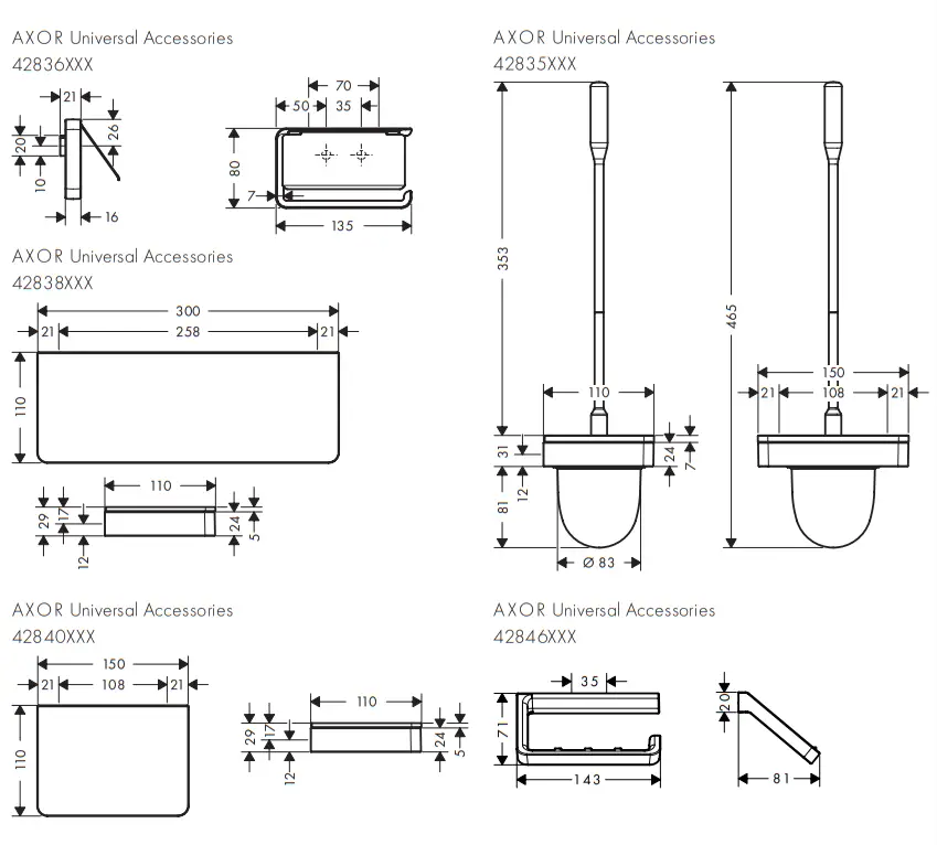 AXOR 2835000 Series Universal Softsquare Toilet brush holder wall - Figer 2
