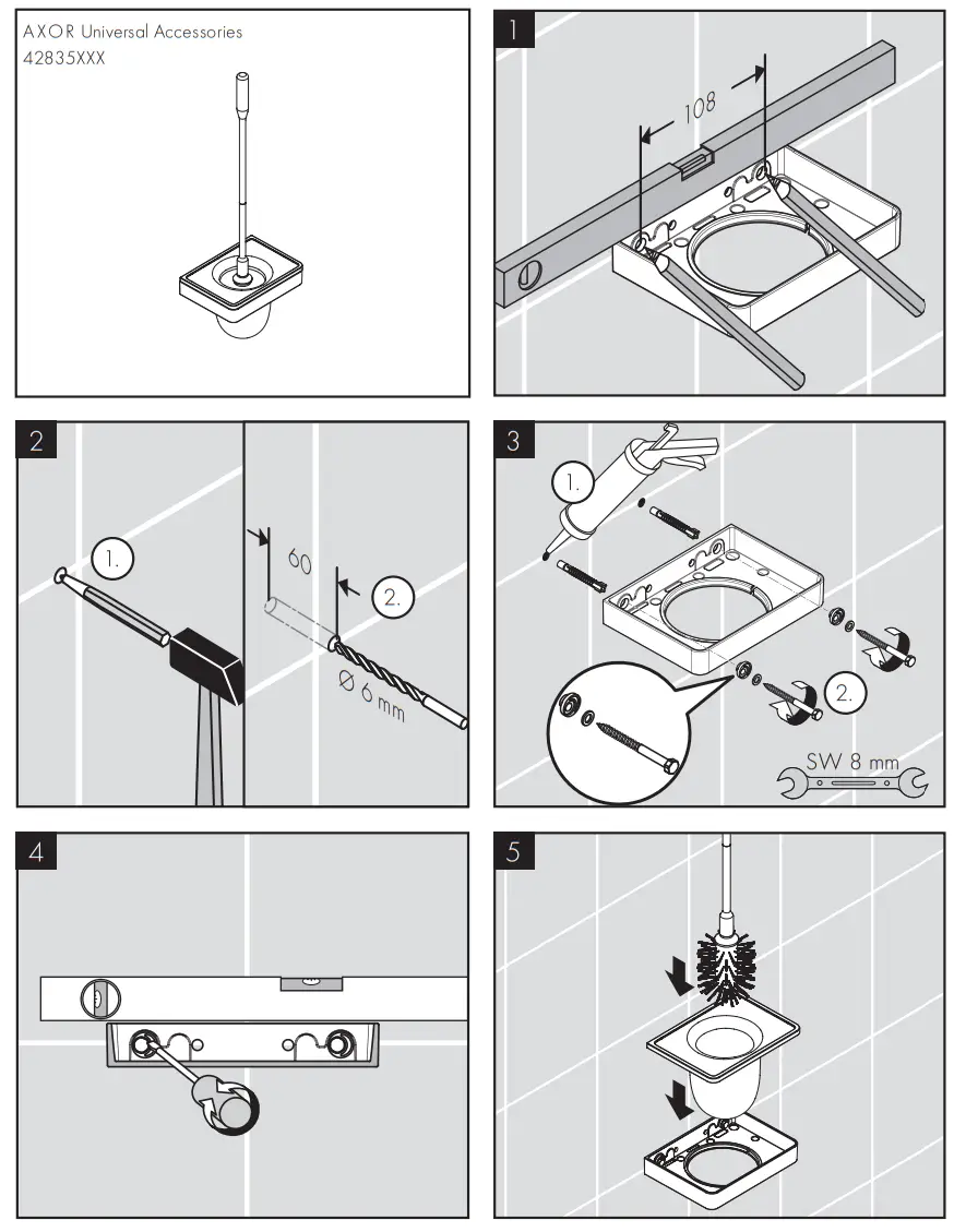 AXOR 2835000 Series Universal Softsquare Toilet brush holder wall - Figer13