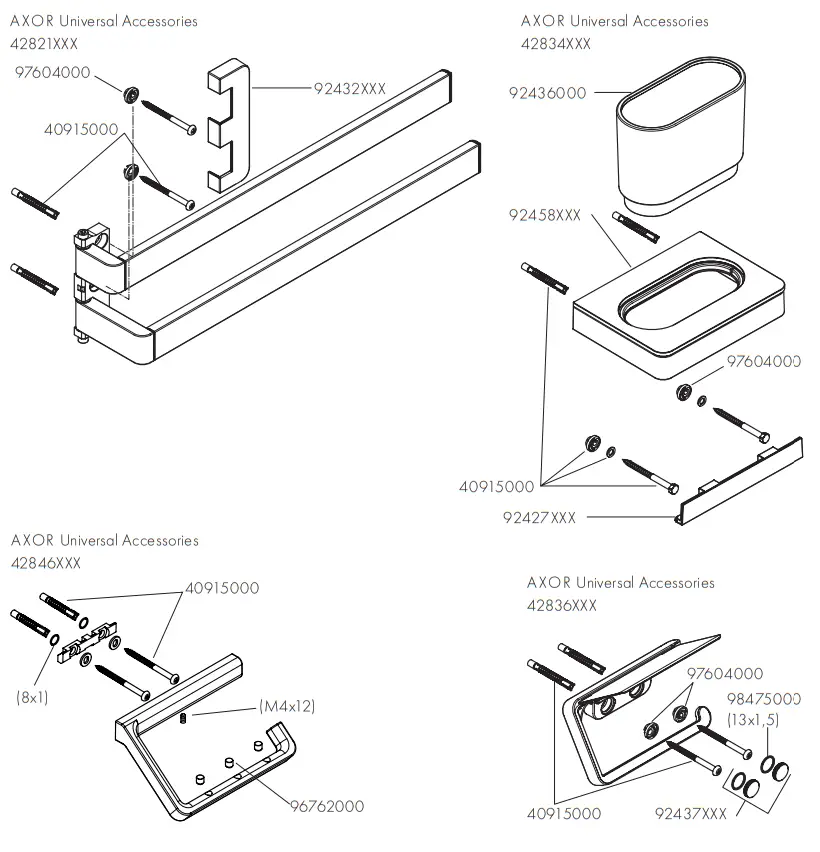 AXOR 2835000 Series Universal Softsquare Toilet brush holder wall - Figer19