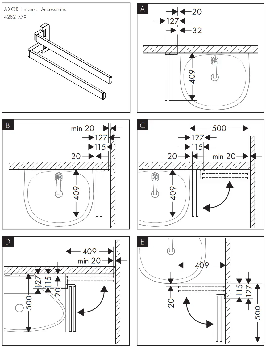 AXOR 2835000 Series Universal Softsquare Toilet brush holder wall - Figer5