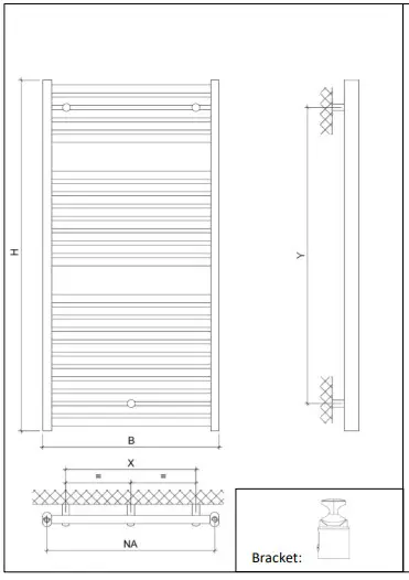 XIMAX PUE-MTE-P2OE Oceanus Designer Radiator - Assembly diagram
