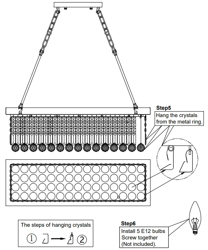 4MODERNHOME Maxax 19189-5BK 5-Light Black Coffee Beaded Crystal Chandelier - Assembly 2