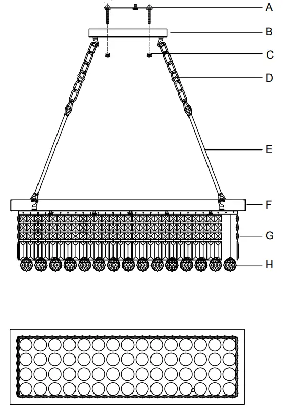 4MODERNHOME Maxax 19189-5BK 5-Light Black Coffee Beaded Crystal Chandelier - parts 1