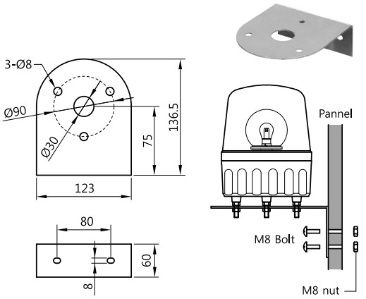 MENICS AVG Series 135mm Bulb Revolving Warning Signal Light - Diogram4