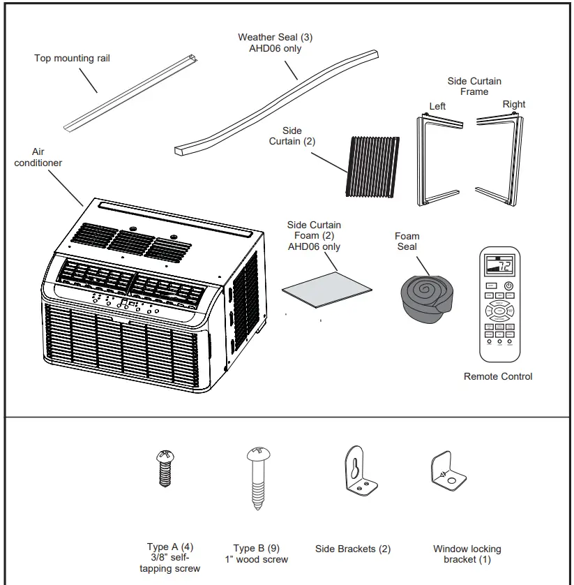 GE APPLIANCES AHD06 Energy Star 6,200 Btu Ultra Quiet Window Air Conditioner - PARTS INCLUDED