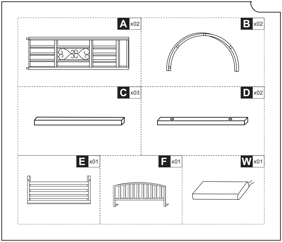 Outsunny 84B 261 Metal Arch Garden Bench with Cushion - fig