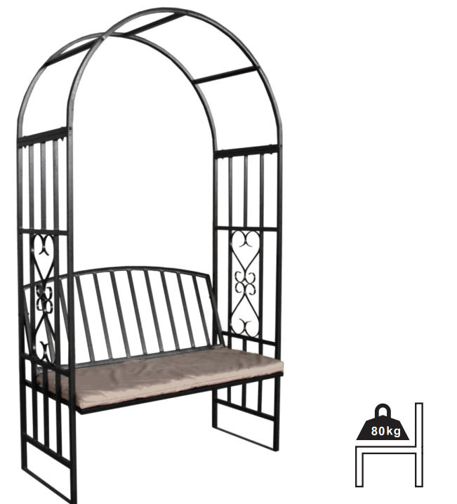 Outsunny 84B 261 Metal Arch Garden Bench with Cushion