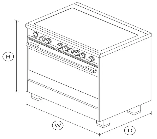 FISHER PAYKEL OR36SDI6X1 Induction Range 36 Inch 5 Zones - DIMENSIONS