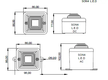 e2S SON4L 10 Tone Alarm Sounder and LED Beacon-fig-2