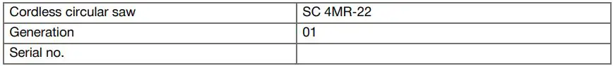 HILTI SC 4MR-22 Cordless Circular Saw Instruction Manual - Product information