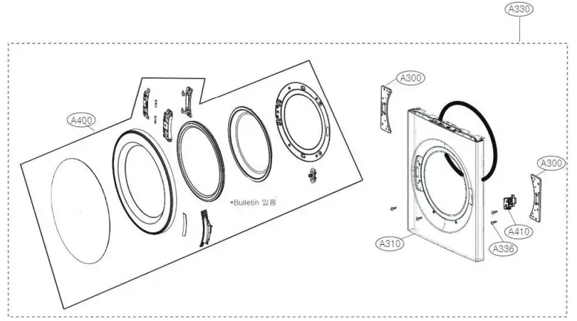 LG WWT-1710B Washing Machine - Door
