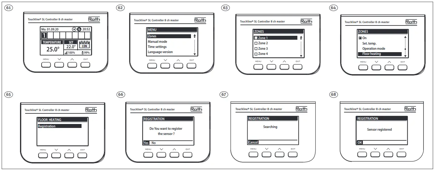 Roth Touchline SL Minishunt Plus Sensor 2 - registering a floor sensor