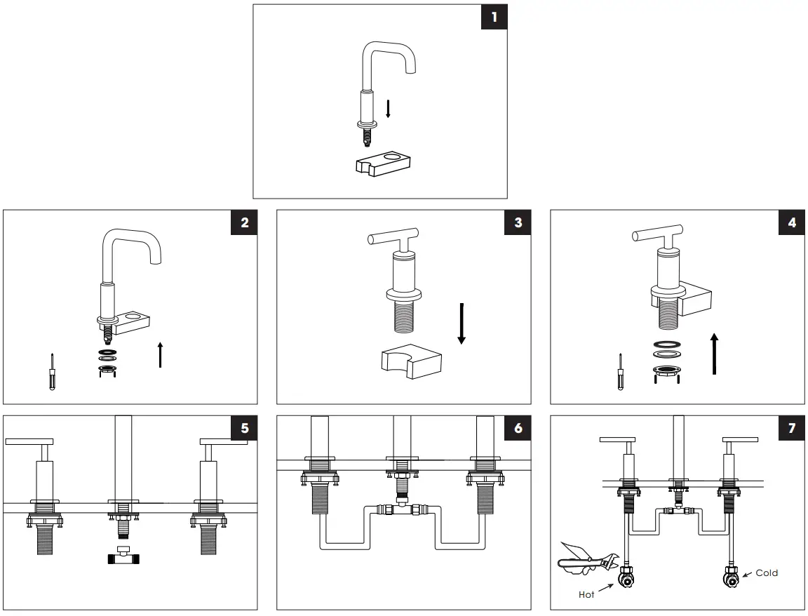 THE HOME DEPOT YNDC727MB Widespread Bathroom Faucet - INSTALLATION STEPS