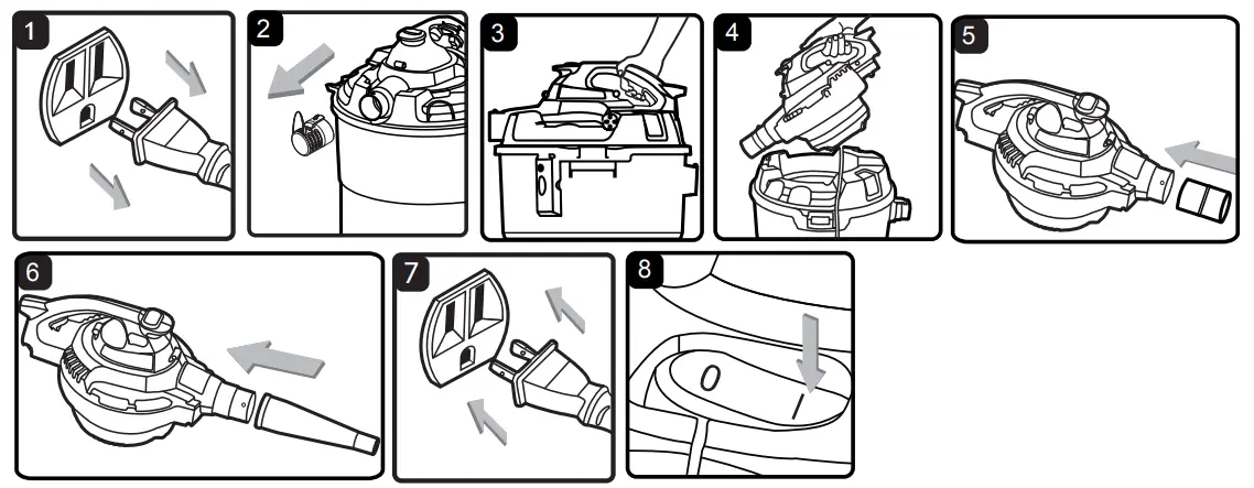 Vacmaster VJH1211PF 0201 Wet or Dry Vacuum Cleaner with Detachable Blower - BLOWER OPERATION